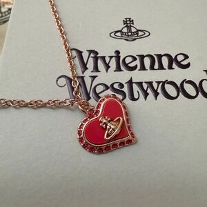 Vivienne Westwood Petra Heart Necklace in Red and Rose Gold